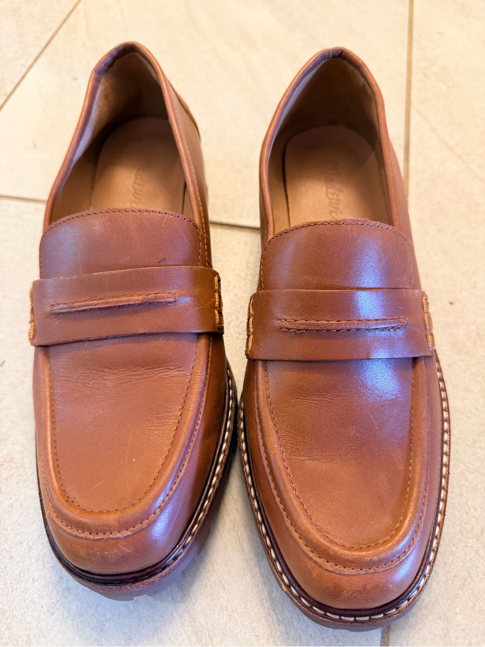 Madewell Women's Tan Leather Penny Loafers - Picture 2 of 6